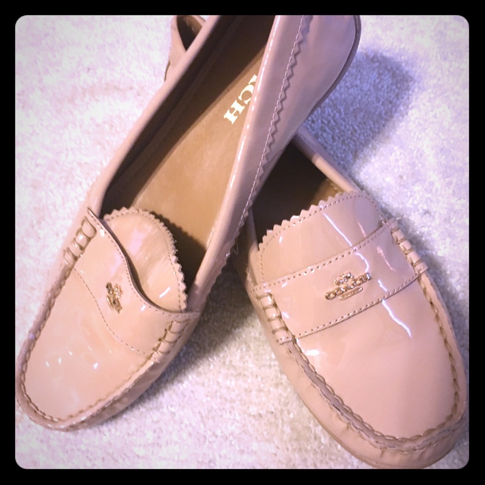 Coach Nude Patent Leather Loafers